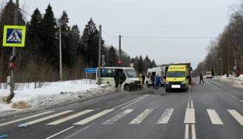 Два человека погибли в ДТП с участием маршрутки и грузовика в Пушкине