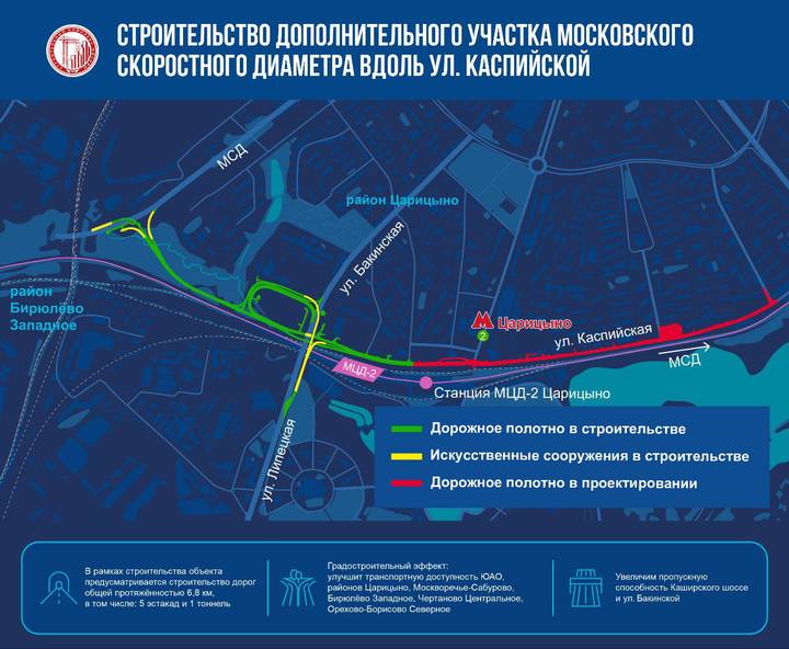 Собянин: Новую связку на МСД вдоль Каспийской улицы достроят в 2026 году