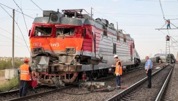 Электровоз и 9 вагонов получили серьезные повреждения из-за ДТП под Волгоградом