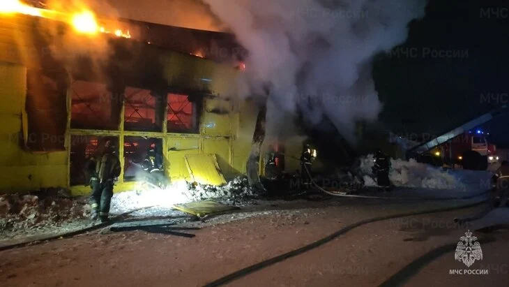 Крупный пожар вспыхнул на птицефабрике в Чувашии