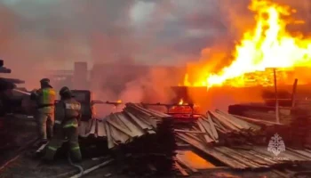 Здание пилорамы загорелось в Кургане
