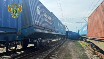 Вагон товарного поезда сошел с рельсов на севере Москвы