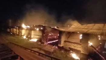 Крупный пожар вспыхнул на складе с зерном в Омской области