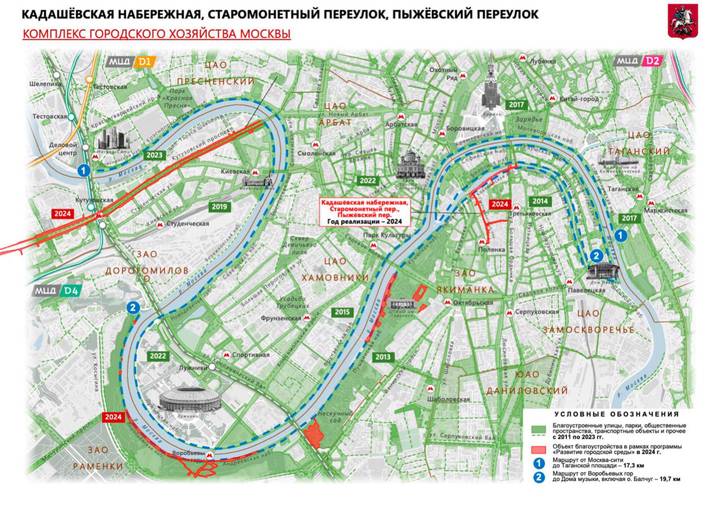 Сергей Собянин рассказал о планах благоустройства Кадашевской набережной