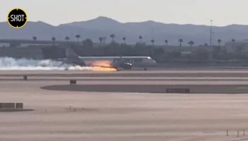Самолет загорелся во время посадки в аэропорту Лас-Вегаса