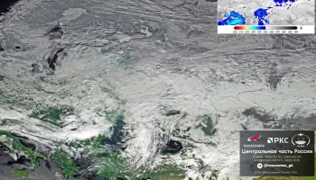 Роскосмос показал снимок циклона, который принес в Москву новый снегопад