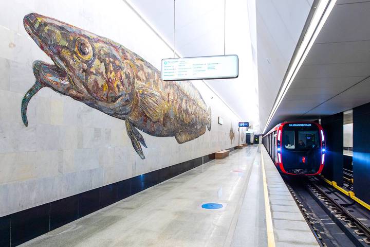 Рыбная мозаика на станции «Нагатинский Затон». / Фото: М. Денисова / mos.ru