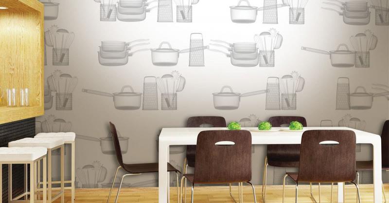 кухонные обои белая гамма 12