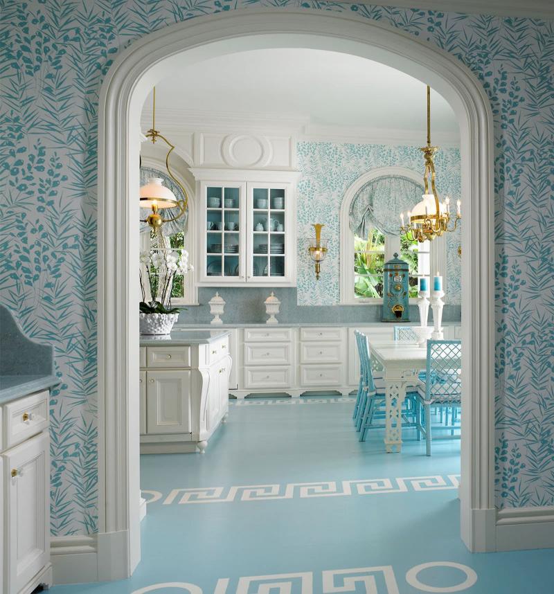 кухонные обои голубая гамма 12