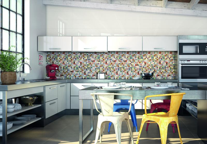 Дизайн фартука для кухни из плитки 6