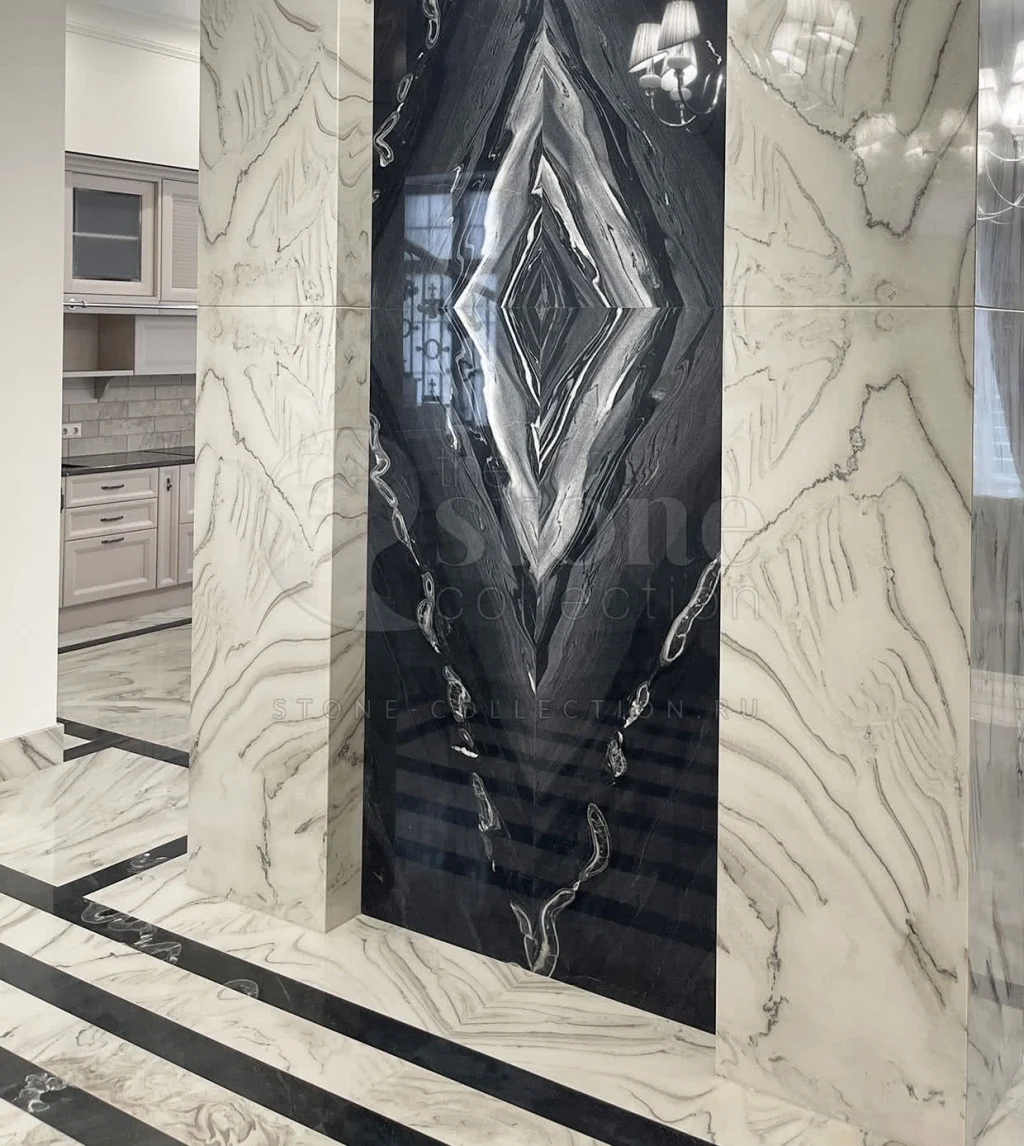 черный и белый мрамор для облицовки пола и стен