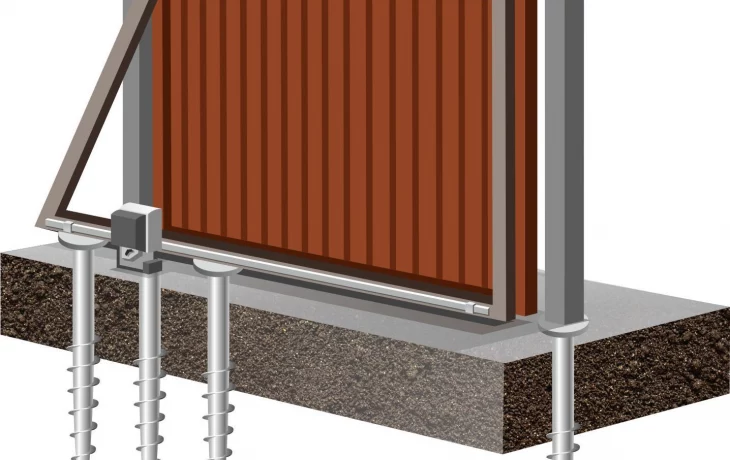 Откатные ворота на винтовых сваях